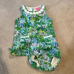 Lilly Pulitzer girls shift dress Sprout Green Lilly On Holiday EUC 18-24 mos